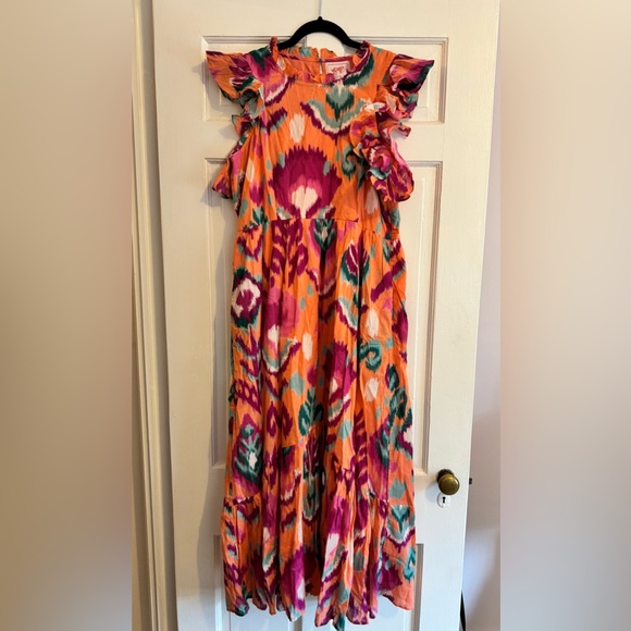 Banjanan Dresses & Skirts - NWT Banjanan Hannah Maxi Dress Ikat Floral Spice Cotton Voile, XL